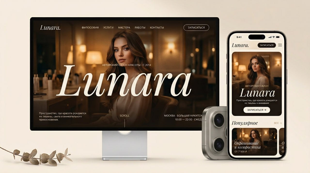 LUNARA — авторский лендинг для салона красоты премиум-класса