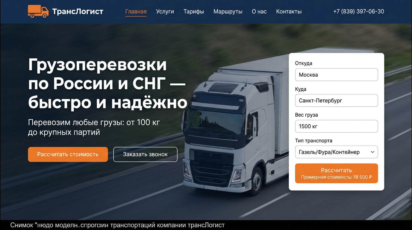 Сайт грузоперевозок